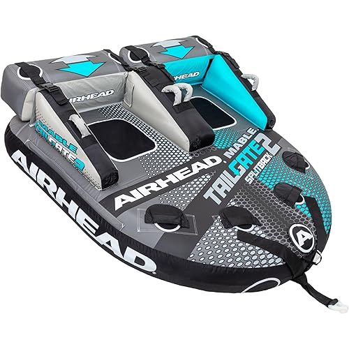 Airhead Mable Tailgate Towable Tube for Boating, 1-2 Rider Inflatable Boat Tube for Water Tubing, Heavy Duty Full Nylon Cover, EVA Foam Pads, Dual Tow Point, Patented Speed Safety Valve, Splitback
