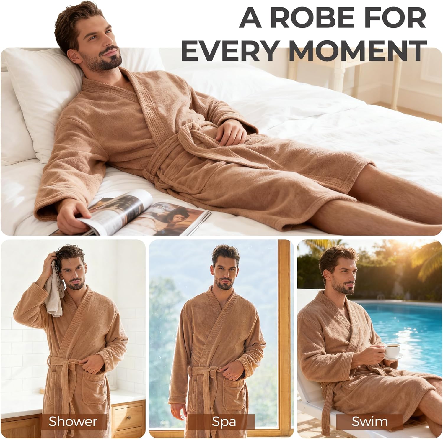 Towel Robe for Men - Ultra-Absorbent Soft Quick Dry Towel Bathrobe Kimono for Shower, Spa & Hotel - Image 5