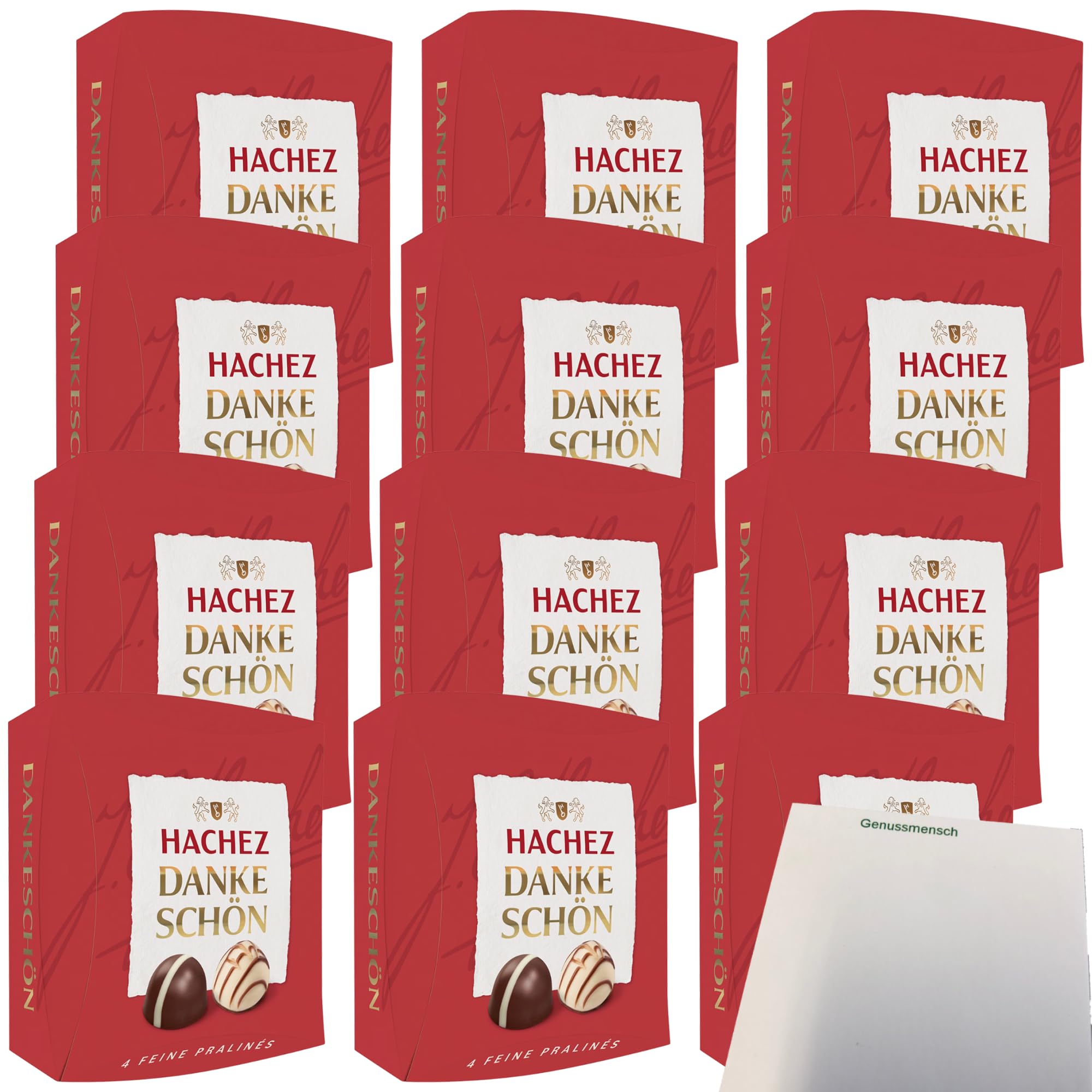usy Bundle für Hachez Schokolade Pralinenmischung Dankeschön VPE (12x40g Packung) + usy Block