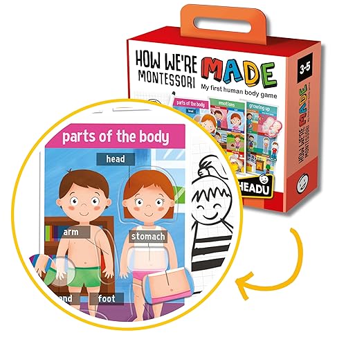 Headu How We are Made Montessori EN22823 Juguete educativo para niños, niños y niñas de 3 a 5 años