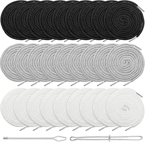 Roowest 30 cordones de repuesto con cordón de 66 pulgadas XL con cordón para ropa de repuesto con 2 piezas flexibles fáciles de enhebrar para