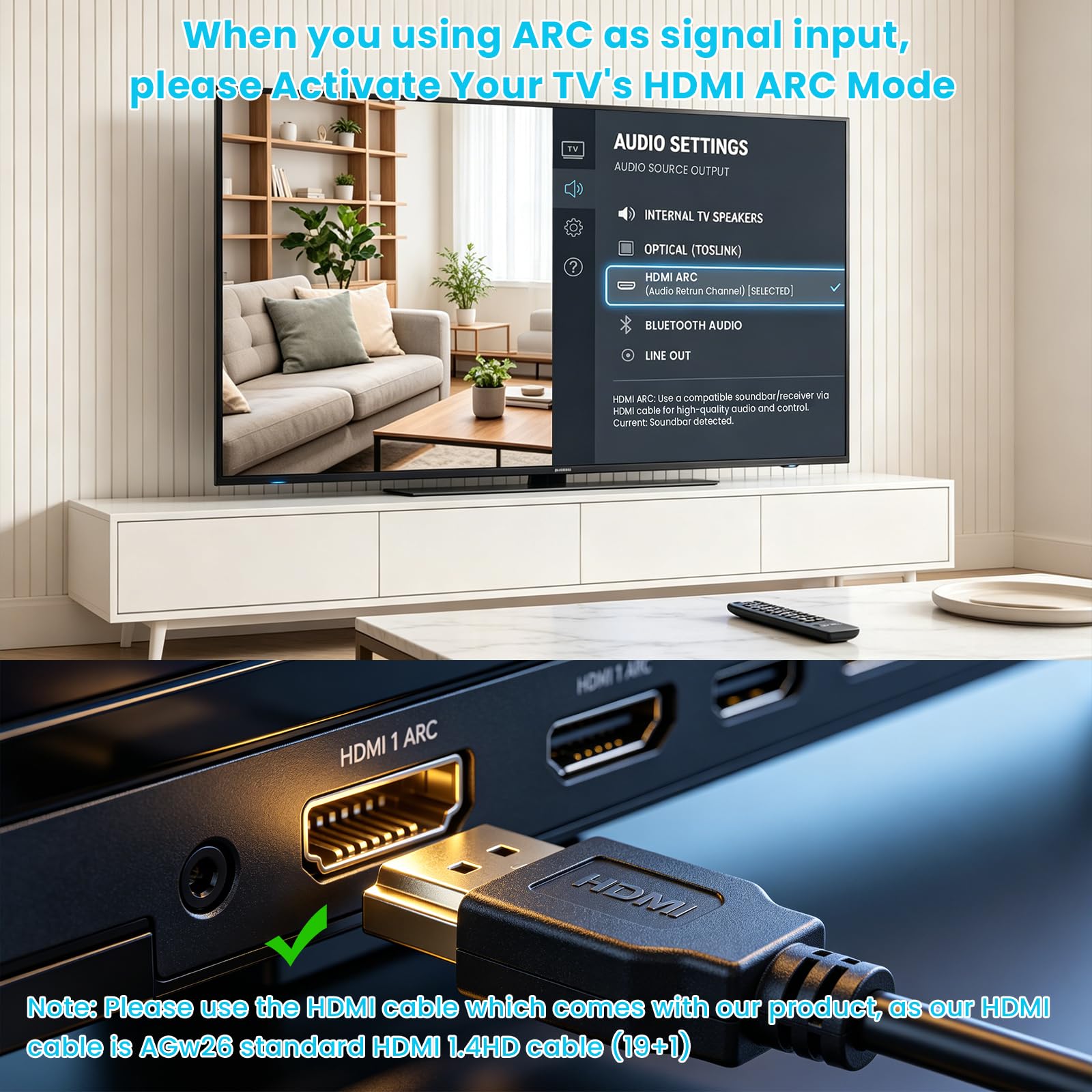 Extractor de Audio Multifuncional HDMI ARC, HDMI ARC, Fibra Optica, Concéntrica, 3 Métodos de Entrada Conectados, adecuado para Amplificadores, Auriculares, Sistemas de Cine en Casa, etc.