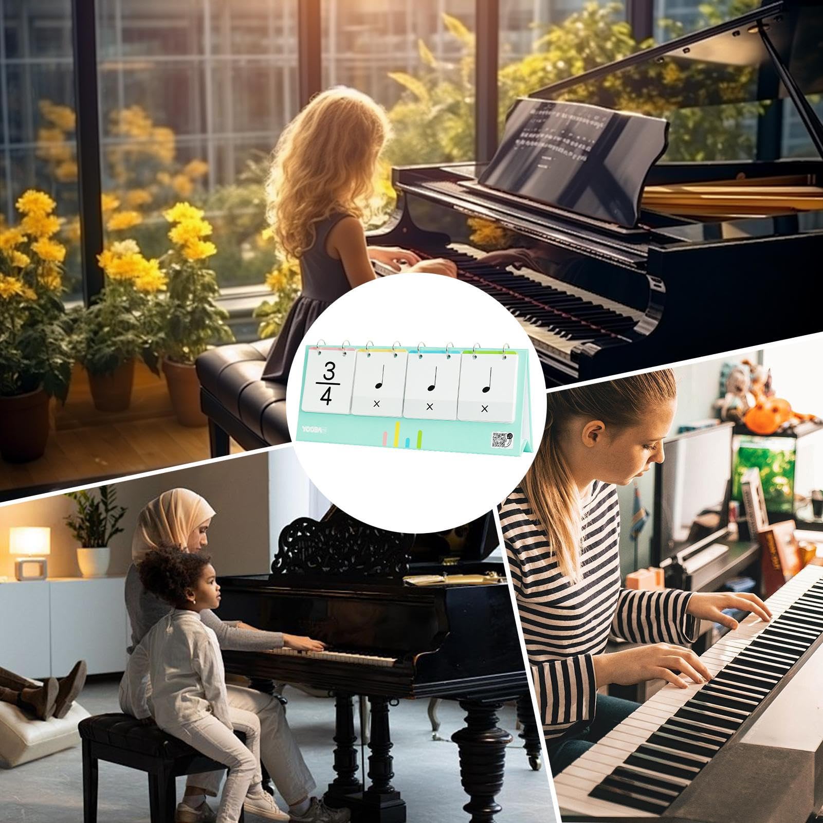 Tarjetas De Entrenamiento De Ritmo De Piano Para Educación Musical Temprana, Tarjetas Flash Para Mejorar La Coordinación De La Comprensión Del Tiempo | Materiales Didácticos Para Educadores Musicales,