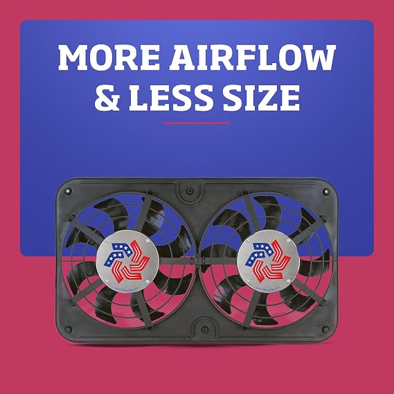 Flex-A-Lite Lo-Profile Dual S-Blade Electric Fan, Pusher-Puller / Reversible Fan (440), Car Accessories, 12-1/8 Inches