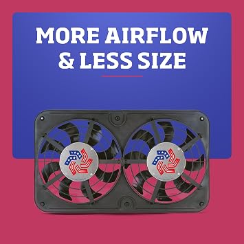 Flex-A-Lite Lo-Profile Dual S-Blade Electric Fan, Pusher-Puller / Reversible Fan (440), Car Accessories, 12-1/8 Inches