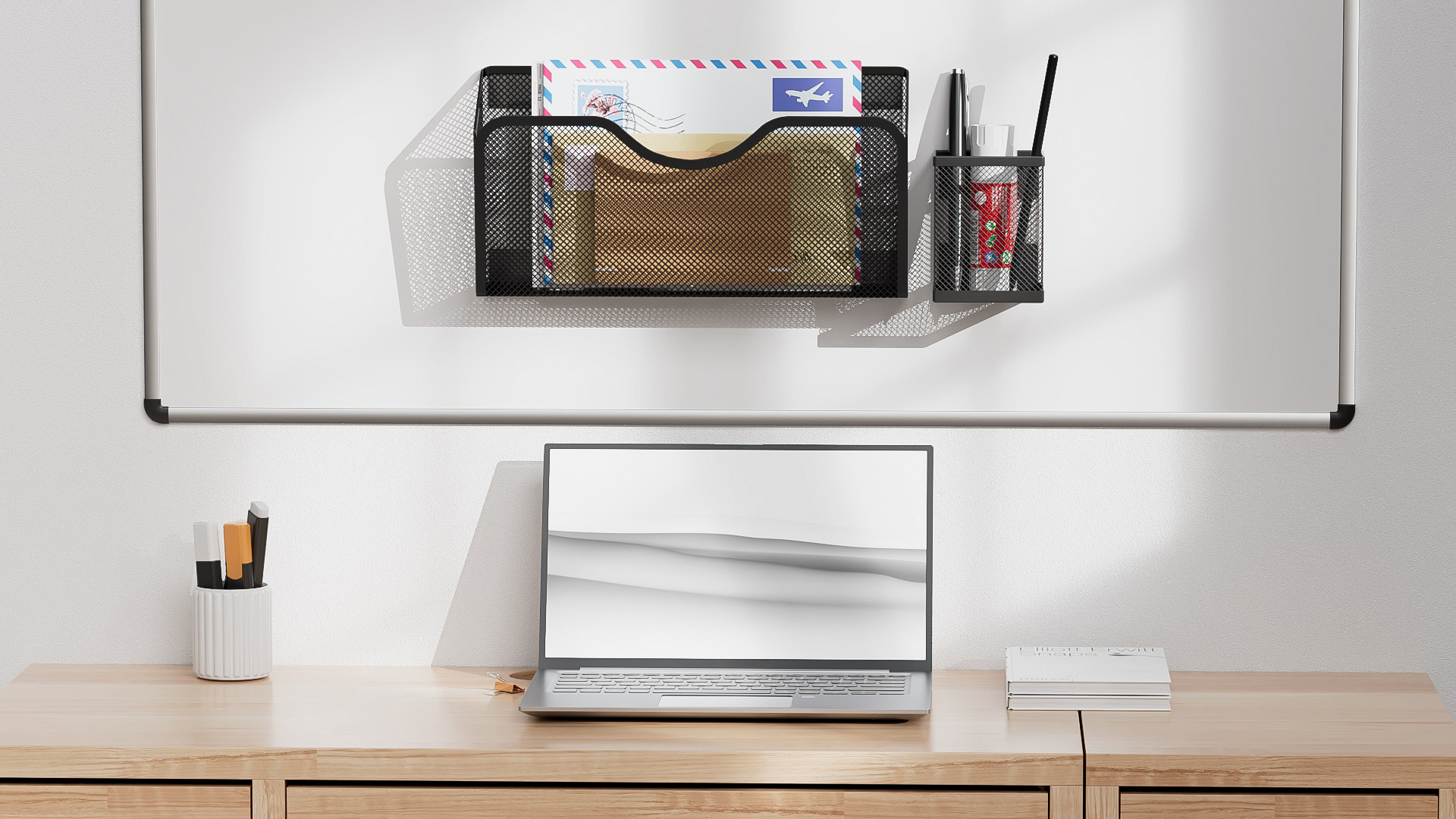 Uxcell 3-Pack No Drill Wall File Holders - Adhesive Magazine Organizer, White PP Material, 10.6x3.4x5.9 Inches