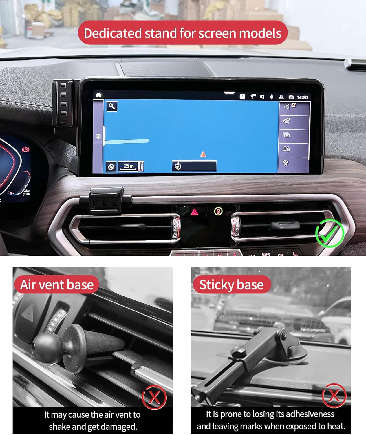 Wireless Charging car Phone Holder for BMW X3 2022-2024/BMW X4 2022-2025 Accessories 12.3-inch Screen Fixed Clip,360° Rotation car Phone Mount Compatible with MagSafe