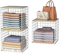 Vista 1 de 3 piezas de organizadores de clóset apilables y almacenamiento, estantes de clóset con parte superior de madera y almacenamiento extra, organizador
