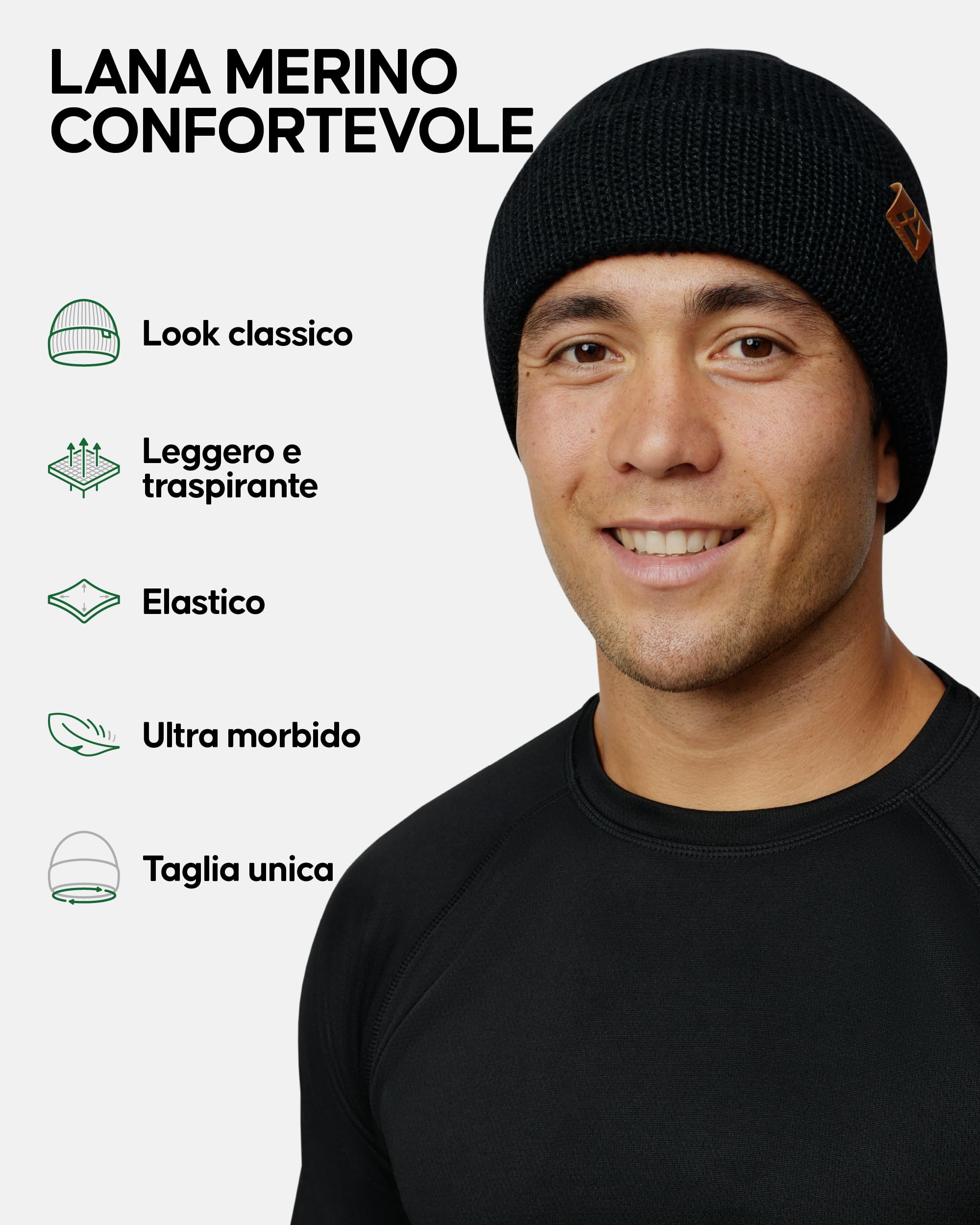 DANISH ENDURANCE Cappello Lana Merino, Berretto Beanie in Maglia Termica, da Uomo e Donna
