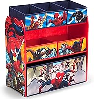 Delta Children Spider-Man Multi-Bin Toy Organizer - 6 Fabric Bins, Sturdy Wood Frame for Ages 3+ Spidey Fans