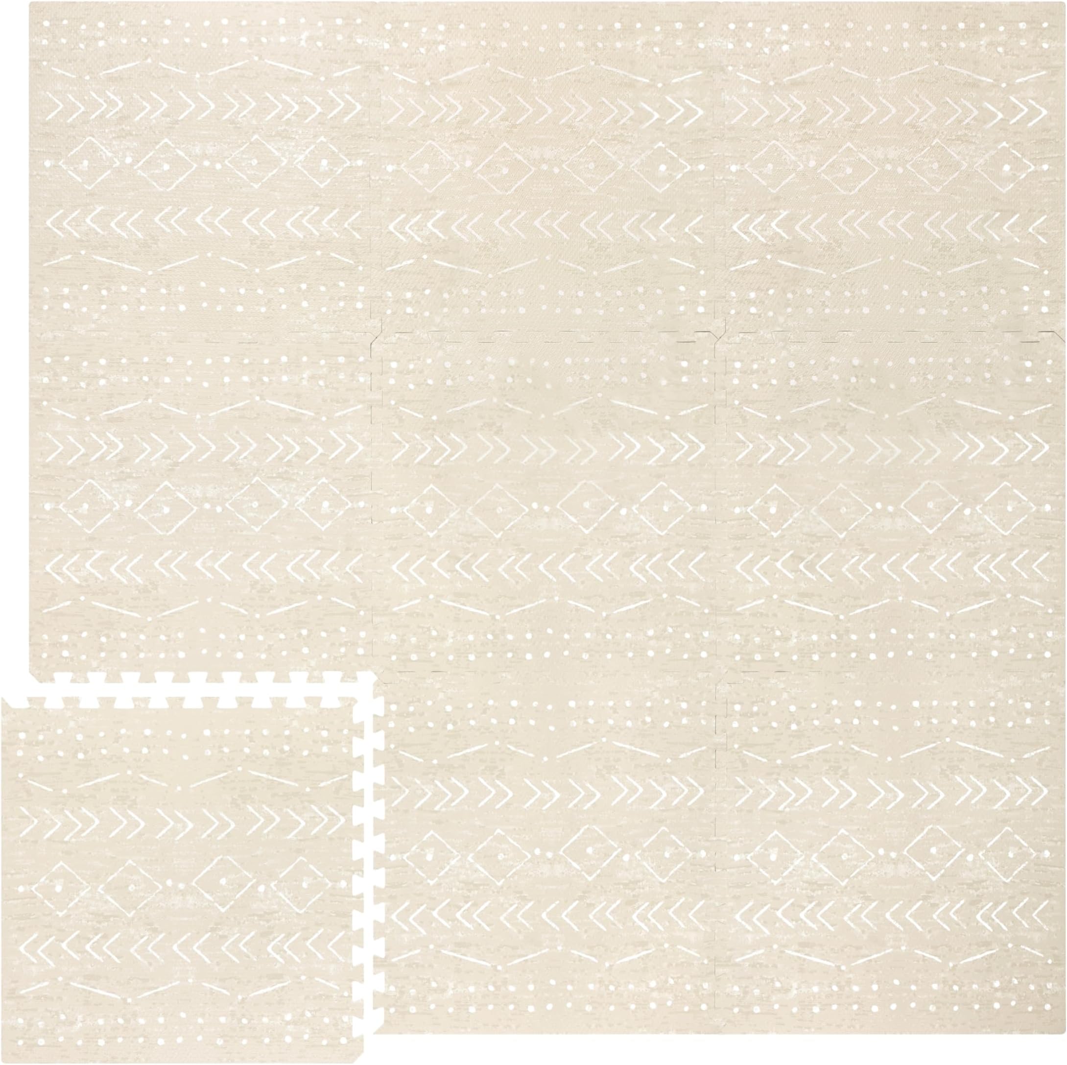 Lillefolk Baby Foam Play Mat - Baby Play Mat Floor Tiles for Kids Puzzle Piece Floor Mat - Foam Baby Mat for Floor Play Mats - Babies & Toddlers Non Toxic Play Mat for Baby Tummy Time Mat 6x6ft Beige