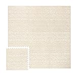 Lillefolk Baby Play Mat for Floor - 6x6ft Beige | Soft Non Toxic Premium EVA Foam Tiles for Tummy Time, Crawling & Playroom - Waterproof for Hard Floors Mat for Babies & Toddlers (9 Tiles)