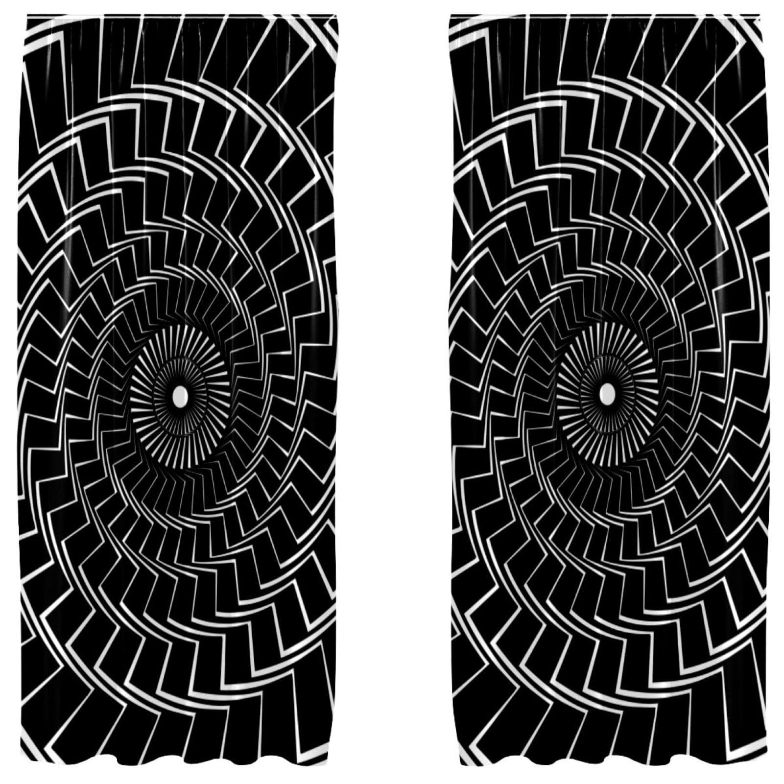 Cortinas de espiral torcida negra para salón juego de dos paneles de 55 x 84 pulgadas