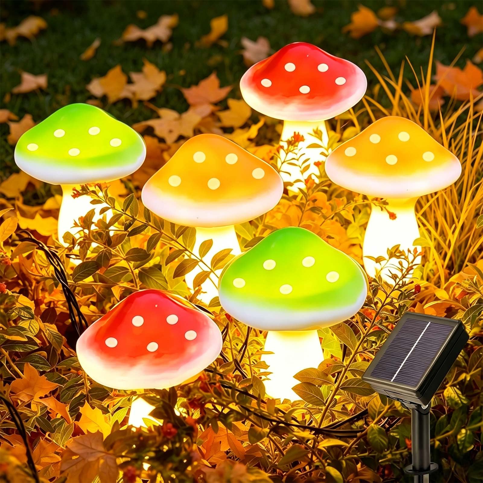 Joycome Adornos de Jardín con 6 LED Luces Solares de Hongos