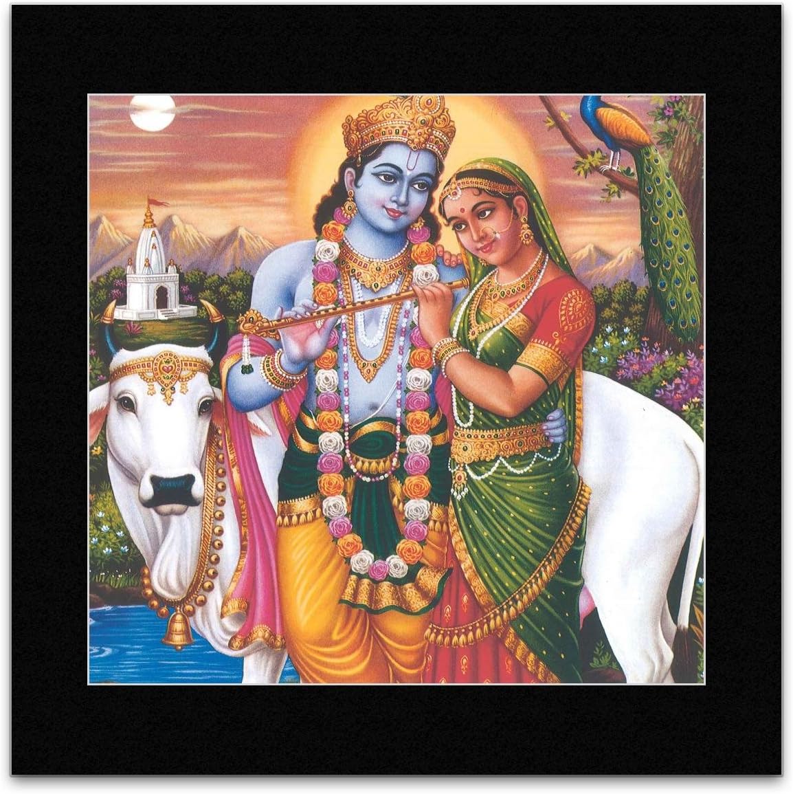 Blissful Company - Radha - Krishna Mini Poster - 40x40cm
