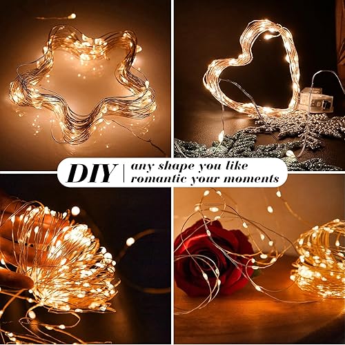 Miniatura 10 de Paquete de 12 luces de hadas que funcionan con pilas, 7 pies, 20 luces LED de alambre de cobre, luces parpadeantes para bricolaje, fiestas, bodas,