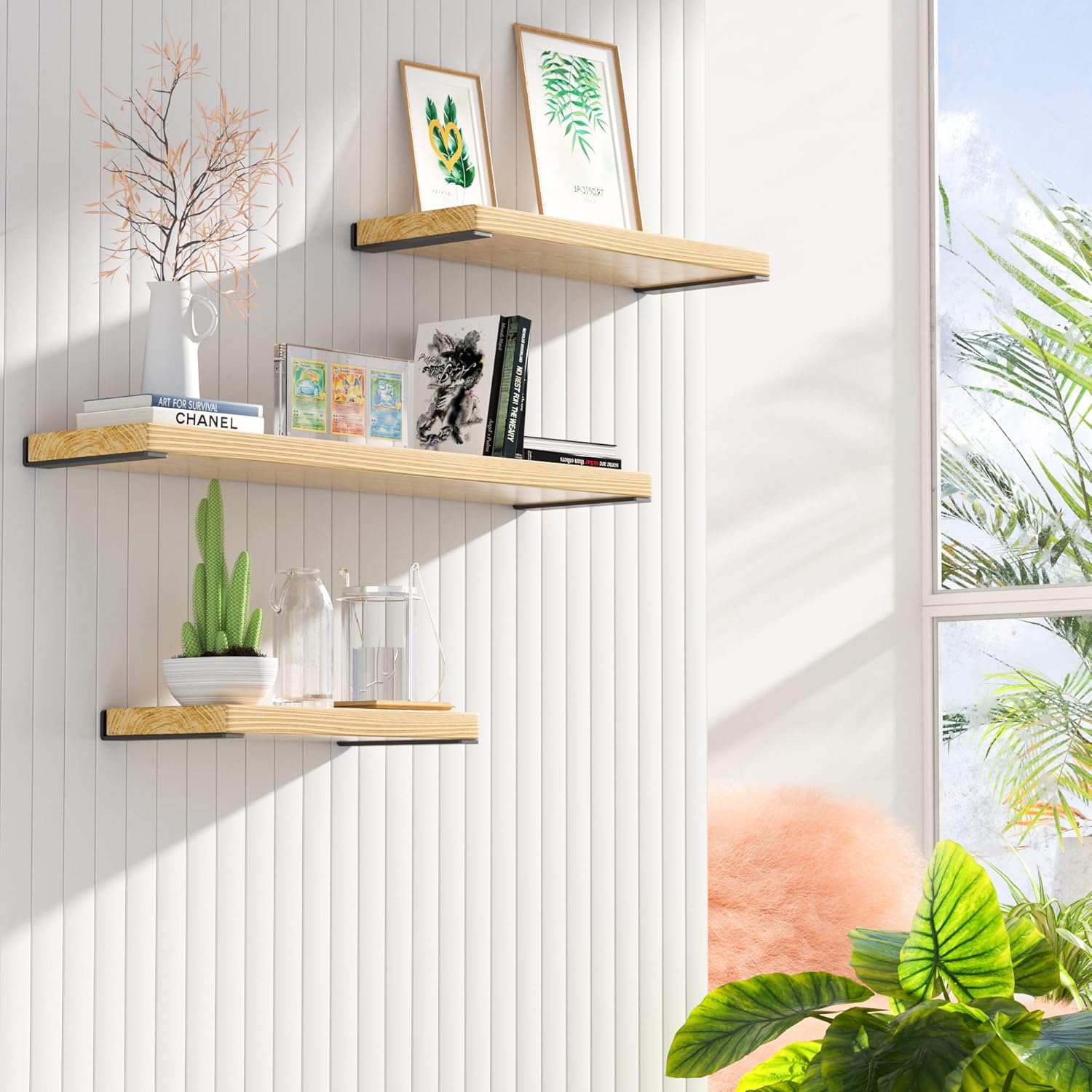 HOZE Heavy Duty Metal Shelf Brackets 10-Inch, Set of 6, Modern Black Matte Finish, 1/5" Thick Steel, Easy-to-Install, Strong Support for Shelves, Versatile & Stylish (10 Inch - 6 Pack)