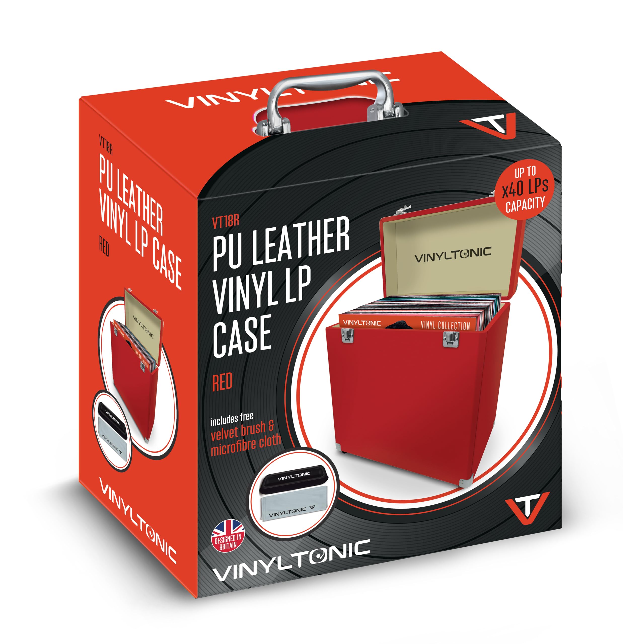 Audio & Hi-Fi Vinyl Tonic: Pu Leather Lp Case Red (With Vt04a)