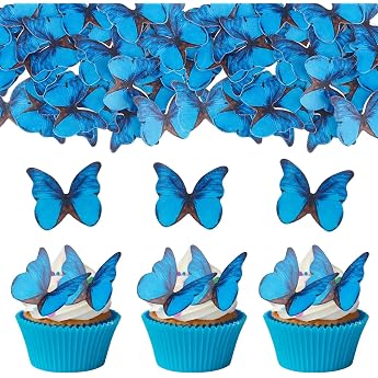 ENLACE Edible Butterfly Cake Decorations Pack of 48 Edible Paper Butterfly Decorations Butterfly Cupcake Toppers Edible Cake Decorations for Wedding Birthday Baby Shower Party Accessories