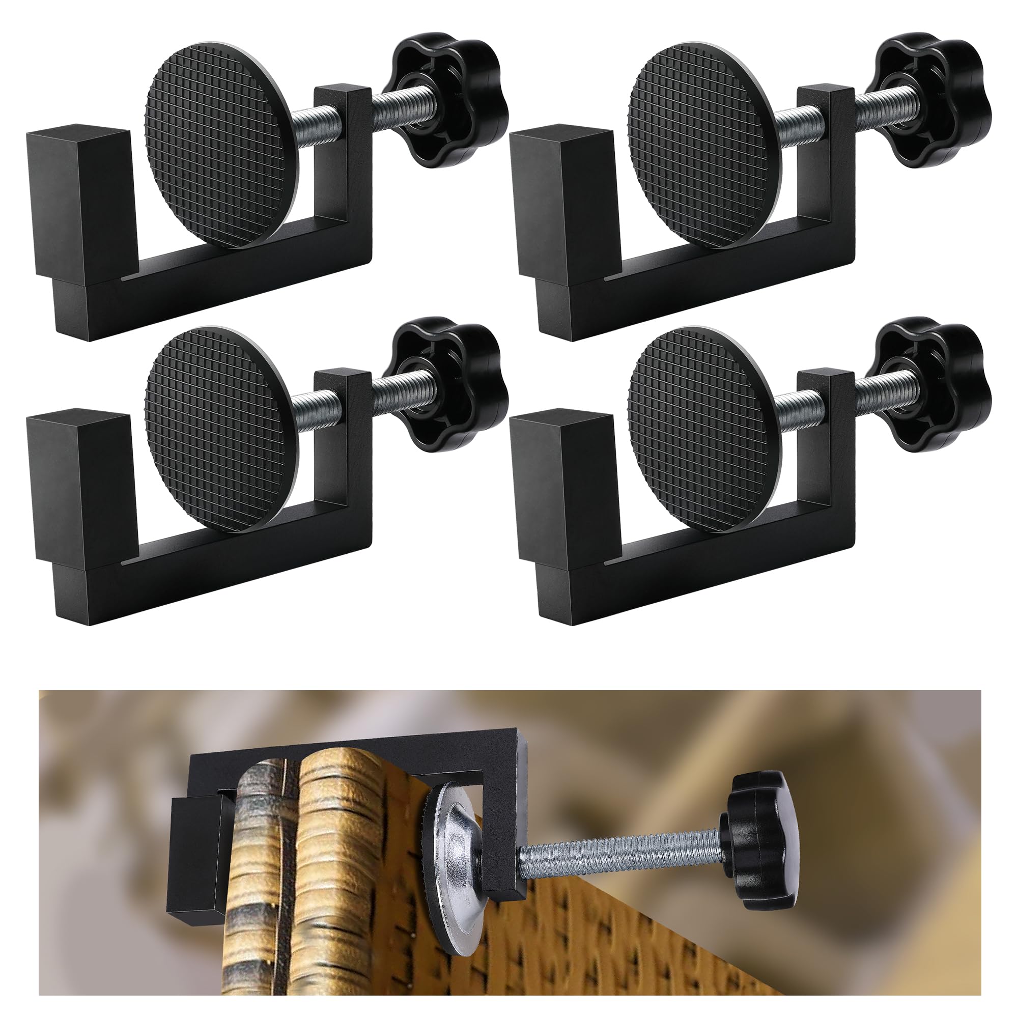 moonoom 4 Pcs Adjustable Patio Furniture Clips - Outdoor Sofa Rattan Furniture Clamps - Black