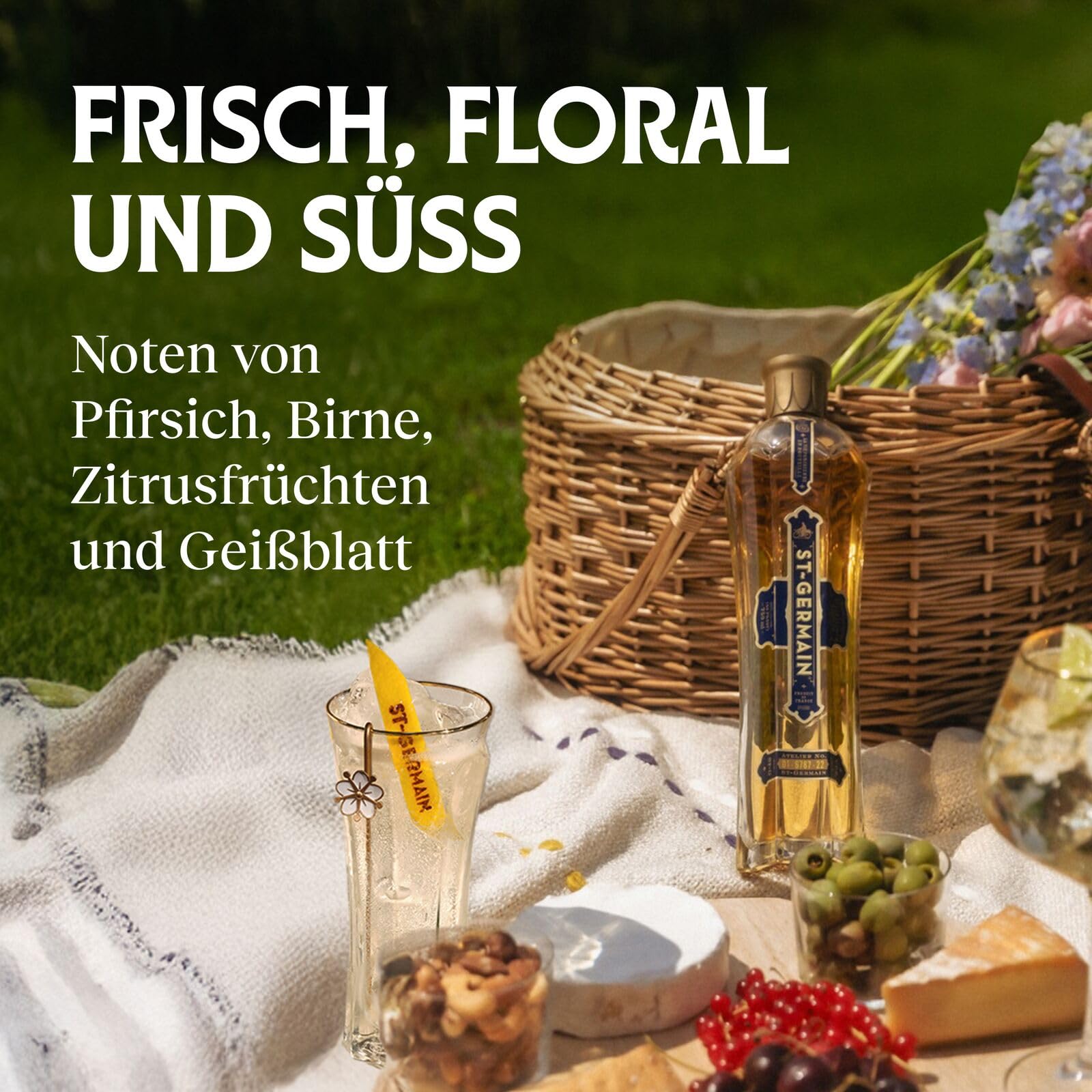 St-Germain Französischer Holunderblütenlikör, 20 Vol.-%, 700 ml, Frische, Unbeschwerte Spritz-Momente, Hergestellt aus Wild Wachsenden, Handgepflückten Holunderblüten, Veredelt jeden Cocktail