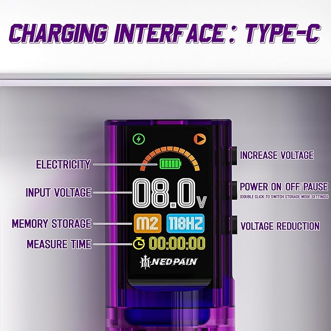 Kit Máquina Tatuar Pen Rotativa Pantalla 1.47 Pulgadas 10V 1 miniatura 4