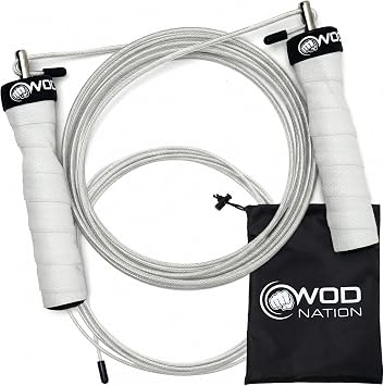 WOD Nation Attack Speed Jump Rope Adjustable Dual-Cable Skipping Rope for Men, Speed & Weighted Options, Fast Fold-Over Adjustment Durable Adult Boxing Rope for Fitness, Cardio Home Gym & Cross Training