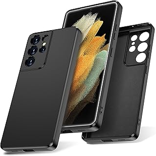 Watana Case for Samsung Galaxy S21 Ultra 5G, Soft Touch Silicone Mobile Phone Case, Shockproof, Dustproof, Non-Slip Full Body Armour with Microfibre Lining for Samsung S21 Ultra 5G, Black