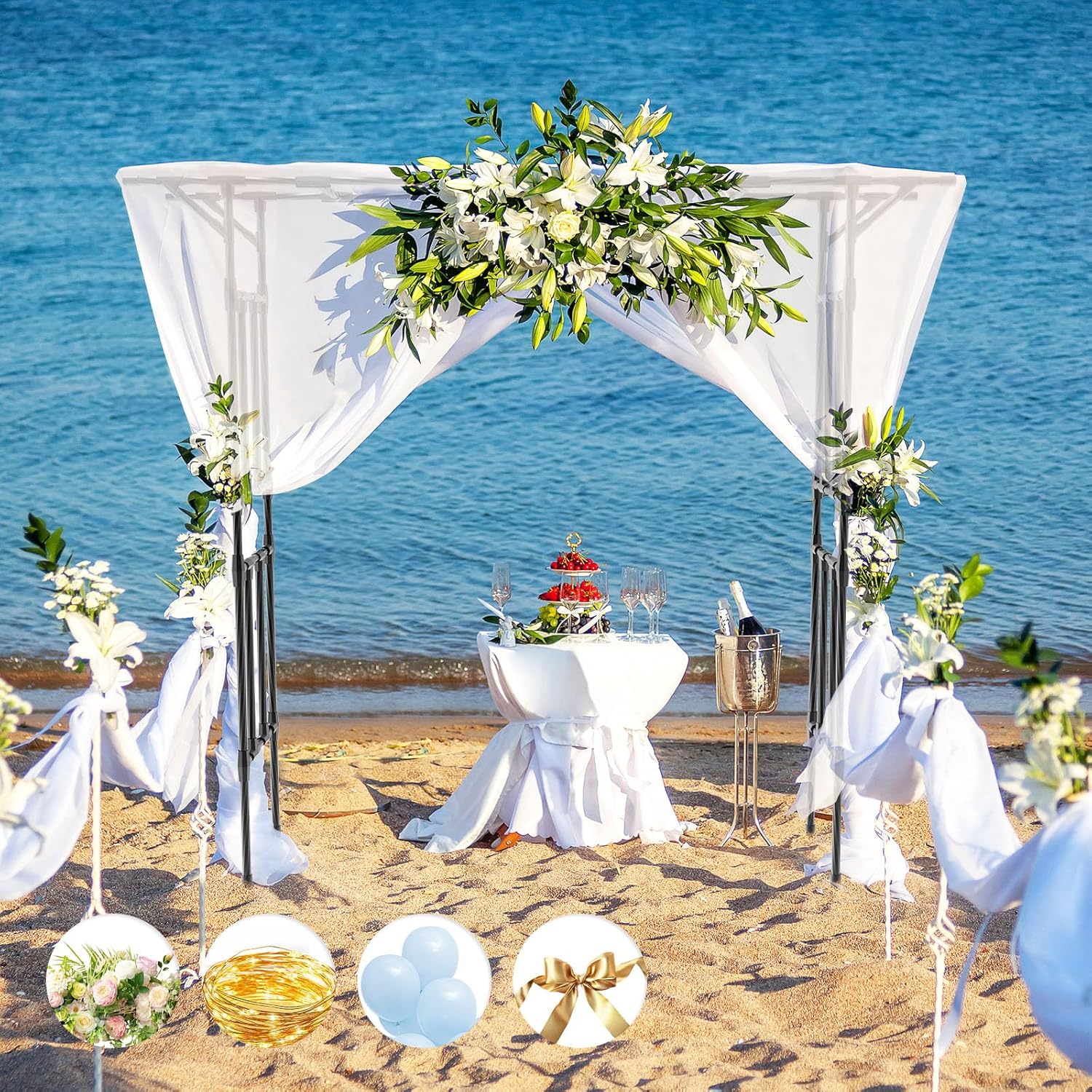 Garden Arch Trellis - 78.7" L×85.4" H Flat Top Garden Arch, Sturdy and Rustproof Garden Arch Trellis for Climbing Plants Outdoor, Arbor Trellis for Backyard, Patio, Lawn, Wedding