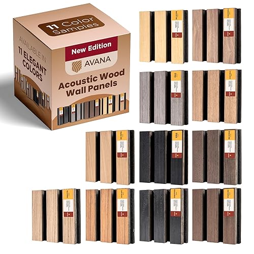 Avana Paquete de muestras de color de paneles acústicos de pared, paneles de madera de primera calidad para decoración de pared, a prueba de sonido