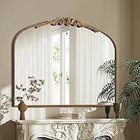 Besdomus Gold Large Arched Mirror 40x30 - French Baroque Vintage Wall Mirror for Bedroom, Entryway, Bathroom - Ornate Antique Home Decor