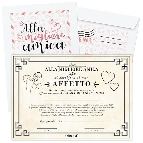 KAÏDENSÏ Idea Regalo Migliore Amica Originale - Pergamena Compilabile per