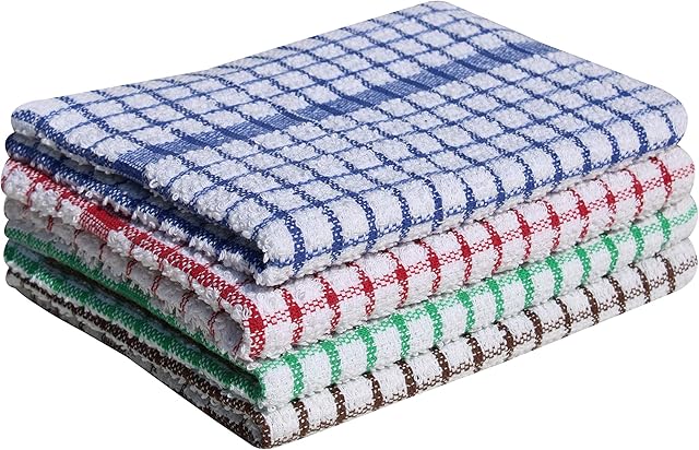 Pack of 10 Terry Tea Towel (48 x 68 cm) - Super Soft Ring Spun Combed Cotton High Density Weave & Thick Construction Ultra Absorbent & Soft Restaurant Bar Glass Kitchen Cloths