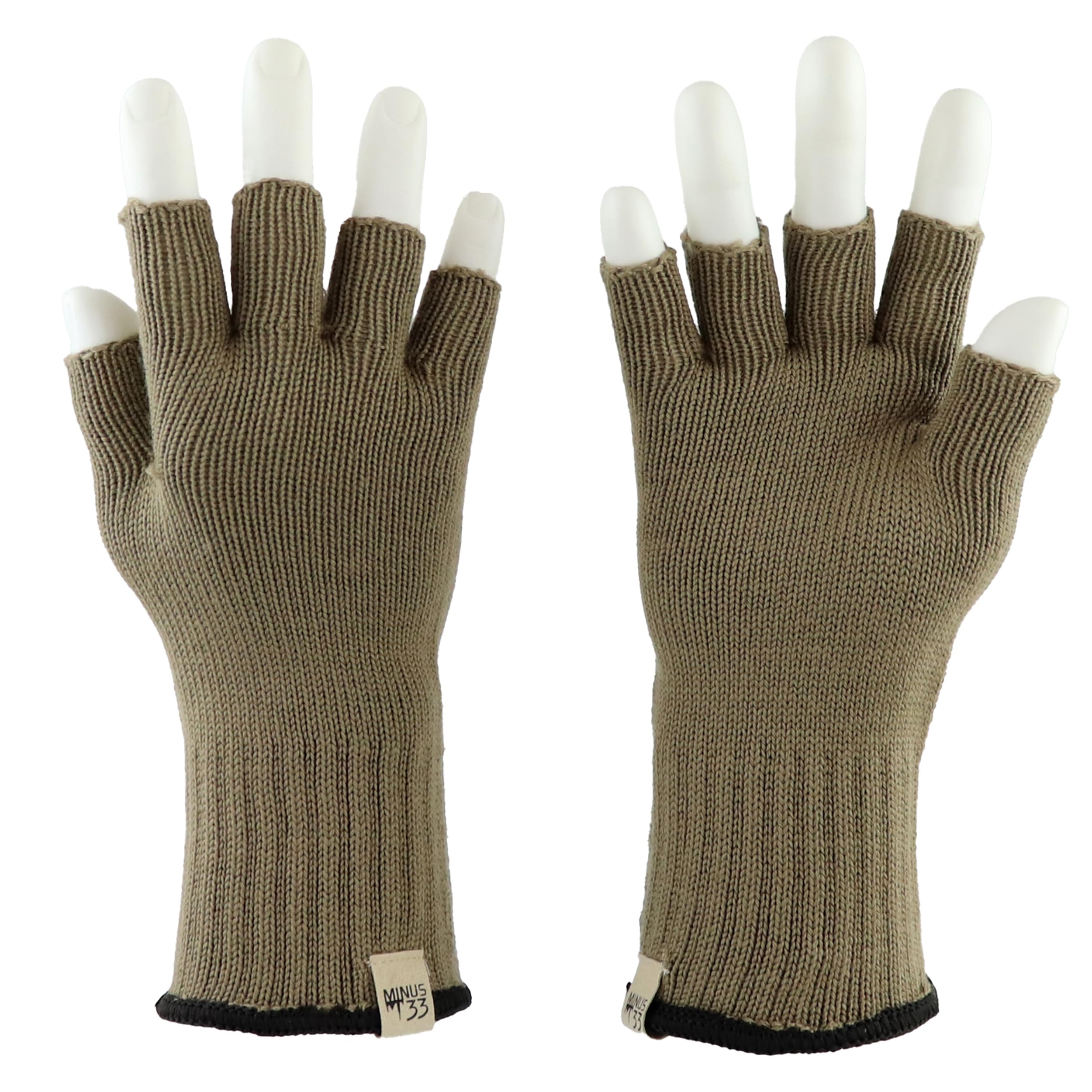 Merino Wool Fingerless Gloves - Hunting and Fishing Liner - Half Finger Warm Knitted Gloves