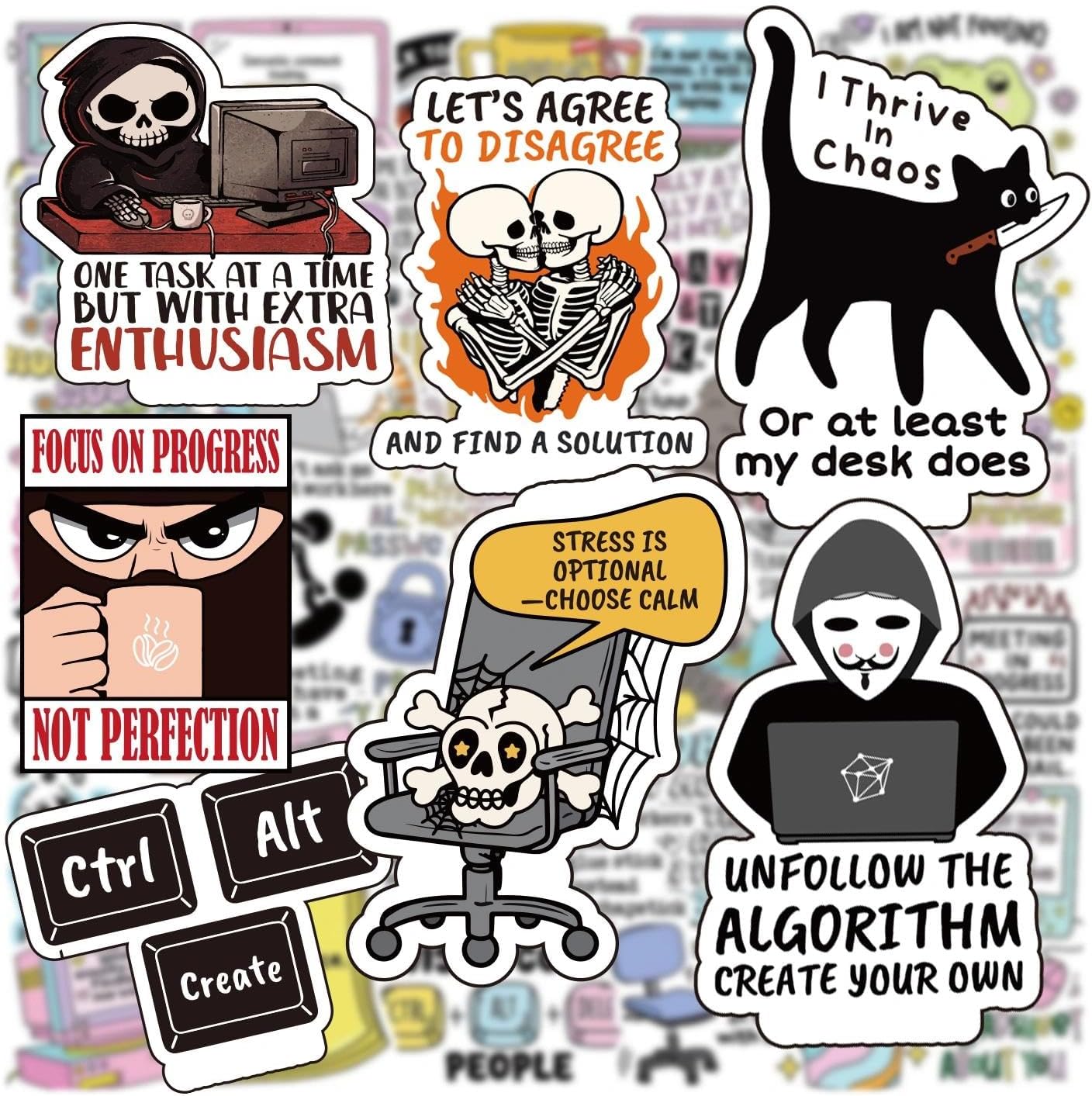Funny Office Stickers for Coworkers - Motivational Vinyl Decals for Laptops, Water Bottles | Workplace Humor Gifts for Professionals & Remote Teams