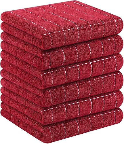 Miniatura 158 de Homaxy Toallas de cocina de rizo de algodón 100% (gris oscuro, 13 x 28 pulgadas), diseño a cuadros, suaves y súper absorbentes, paquete de 8