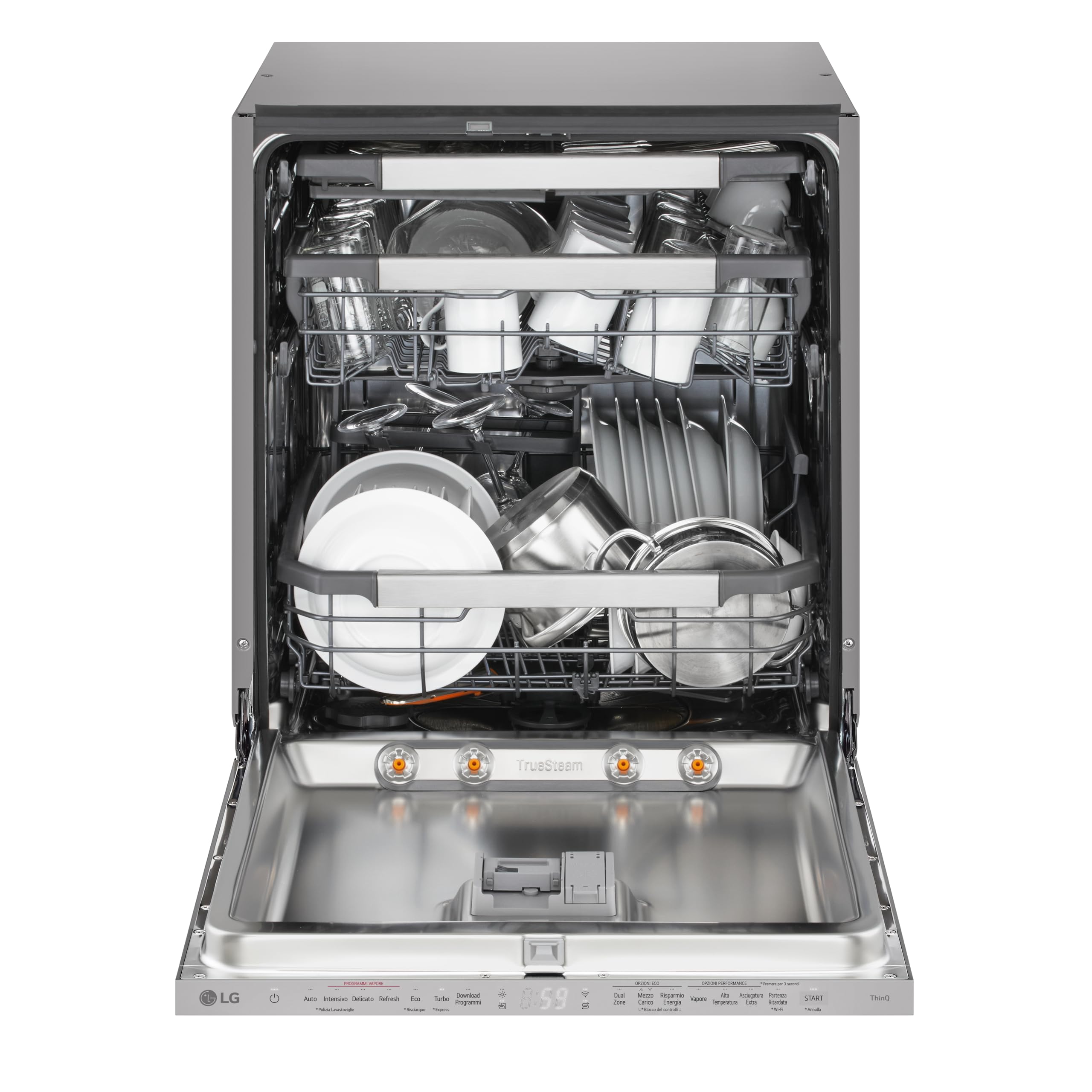 LG DB597TXSW, Lavastoviglie da incasso, Classe A, Noble Steel
