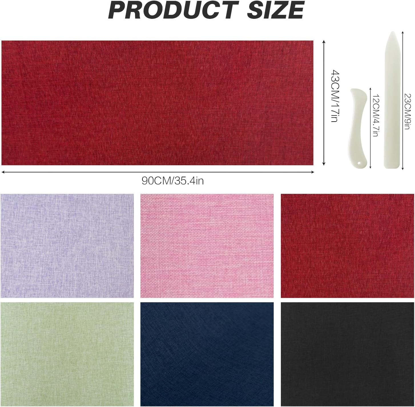 6 colors Book cloth for book binding17x35.4 inches Fabric Surface Paper Backed book binding materialsfor Adult DIY Book Album Cover
