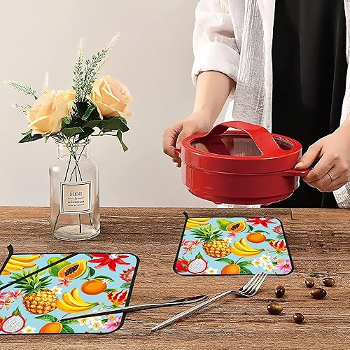 Miniatura 6 de Juego de 2 soportes para macetas de frutas tropicales hawaianas, resistentes al calor y antideslizantes, almohadillas calientes para horno de