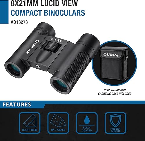 Miniatura 2 de Barska AB13273 Lucid View - Binoculares compactos 8x21 para adultos y niños, observación de aves, caza, deportes, etc