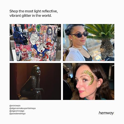 Miniatura 6 de Hemway Purpurina para manualidades, mezcla de purpurina fina gruesa de varios tamaños para artes, manualidades, vasos, decoración de pintura de