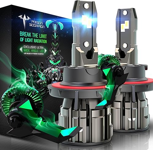 POISON SCORPION Bombillas LED H139008, 16000LM 6500K, 400% brillantes, luces antiniebla H13 9008, bombillas delanteras H13 Plug-N-Play, paquete de 2