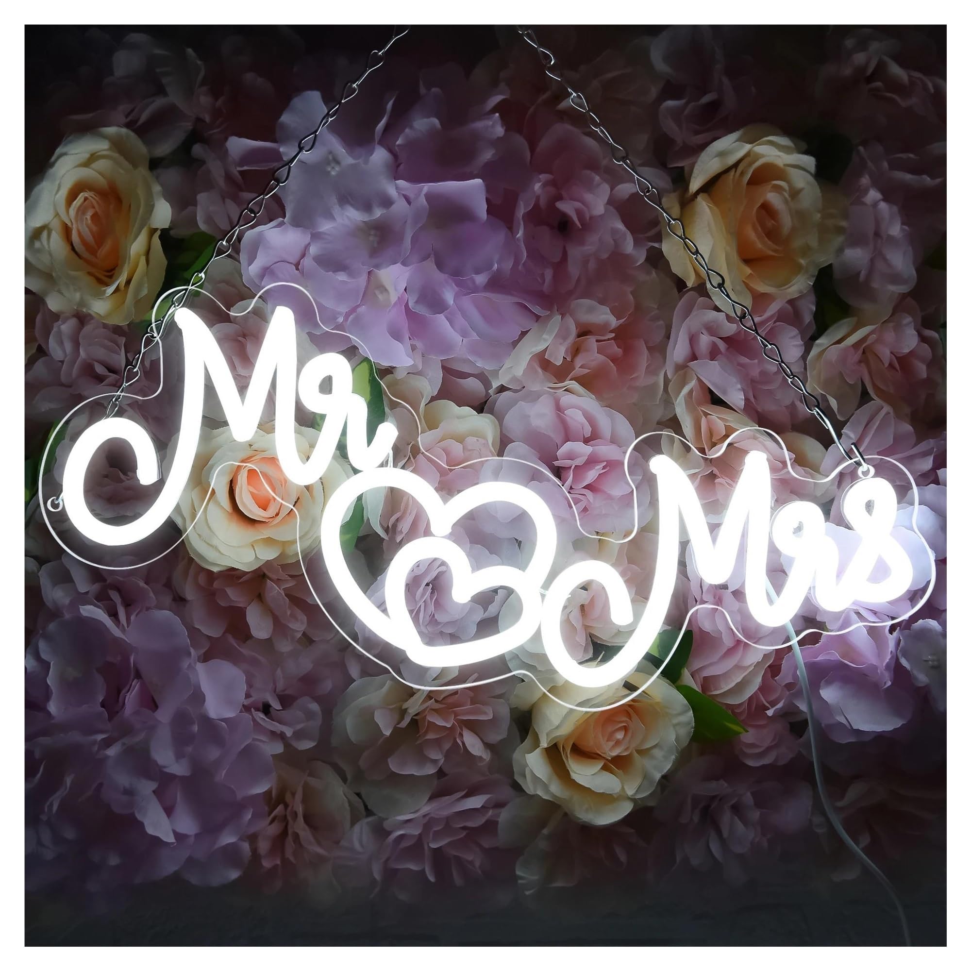 SHOUXI Sign Lamp Mr and Mrs Neon Sign USB Powered for Wall Decor Wedding Engagement Party Valentine's Day Decorations 40cmх22cm