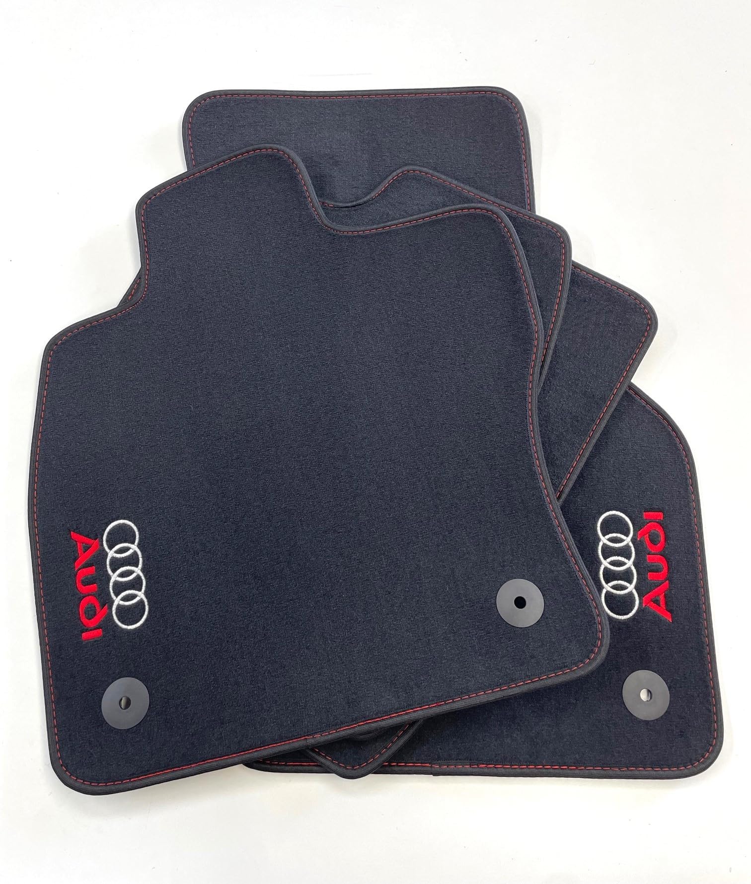 ASC Tappetini Auto Compatibili con Audi Q3 F3 II Serie SUV/Sportback dal 2018, Velluto Grigio Scuro, Formato Originale, 2 Loghi Ricamati