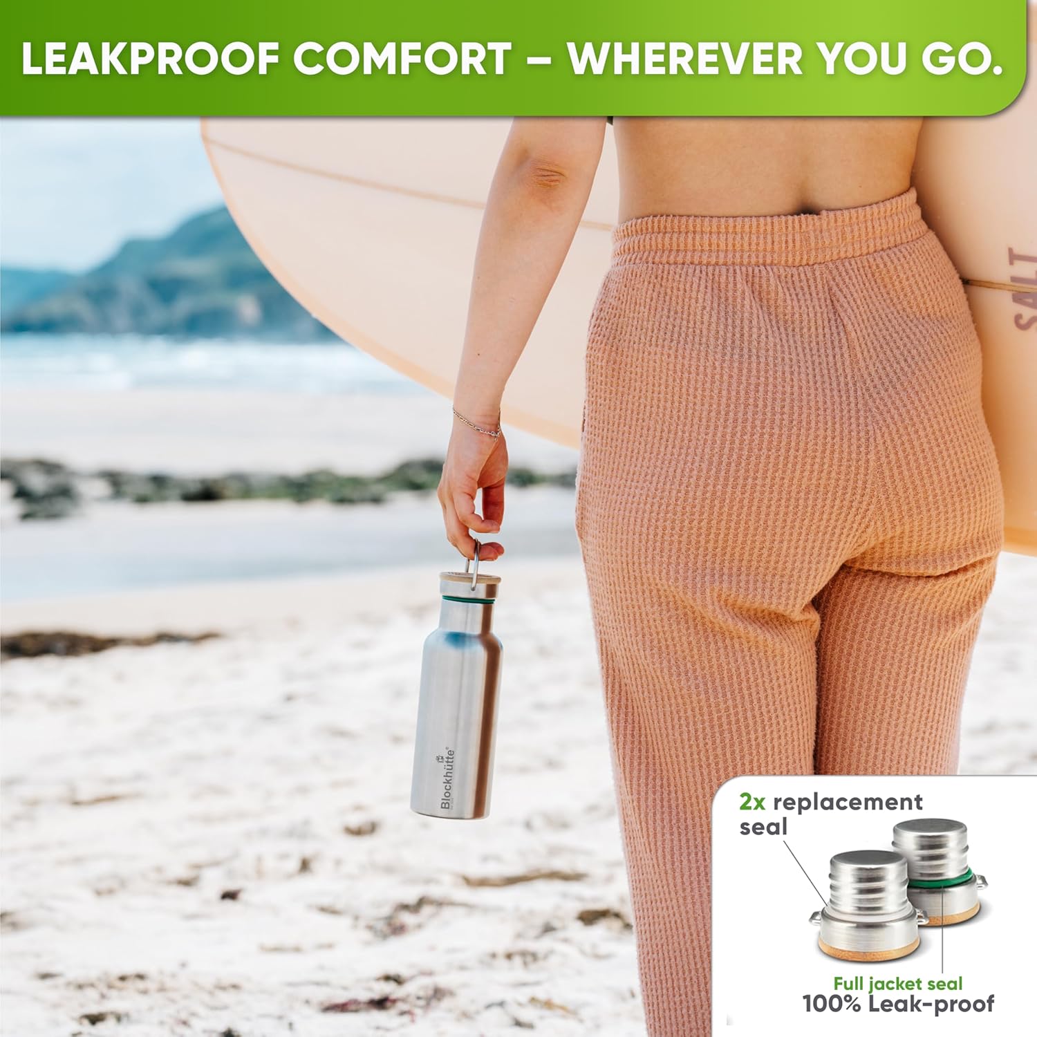 Blockhütte Vacuum Insulated Stainless Steel Water Bottle I 17 oz I Wide Mouth Metal Bottle for hot and cold drinks I BPA-Free I perfect for Travel, School I Kids, Adults, Water Canteen, Sports, flask - Image 6