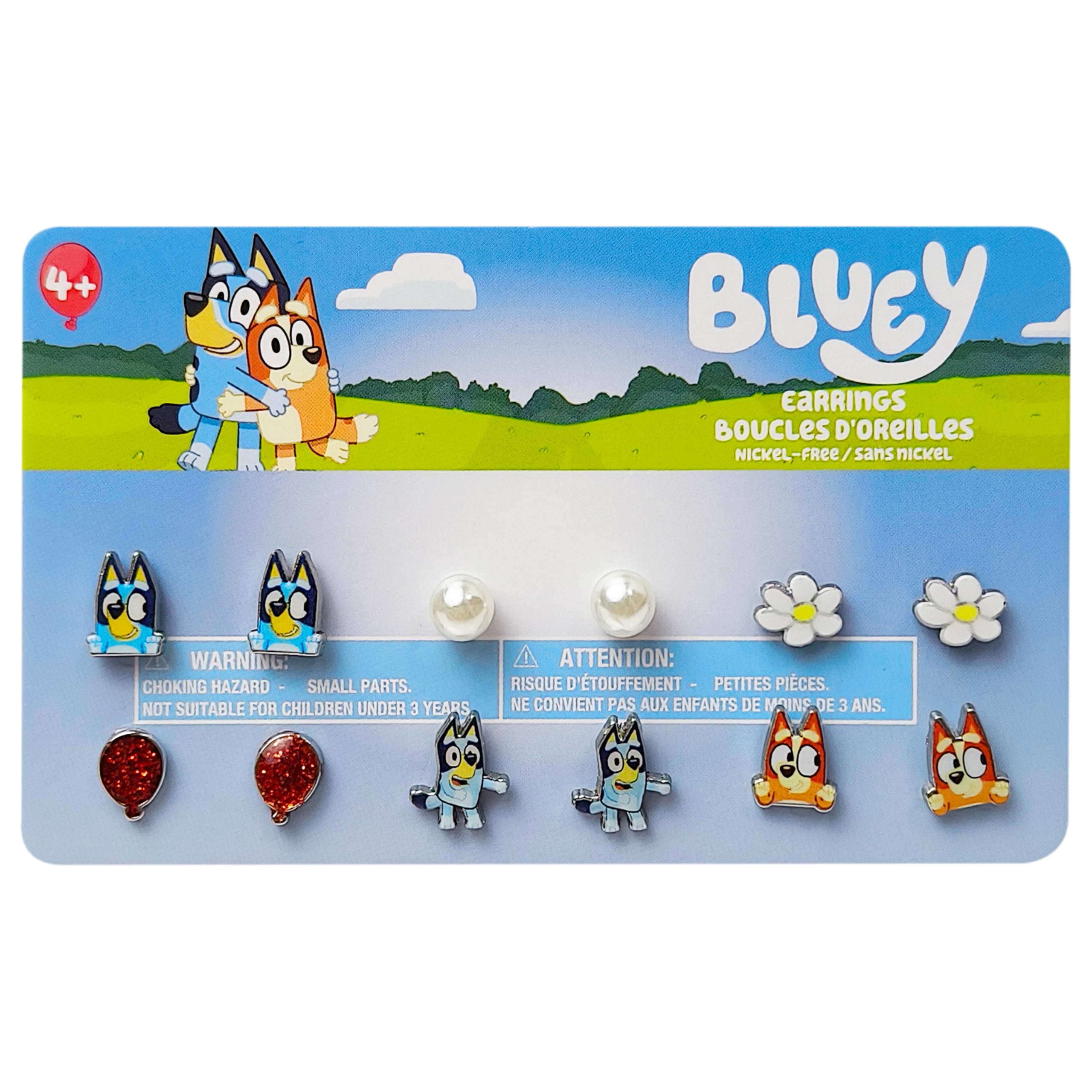 LUV HER Bluey Orecchini ipoallergenici per ragazze dai 4 anni in su, stile a perno e amo da pesca, regalo per orecchie sensibili e amanti dei cartoni animati, 6 paia, in acciaio inossidabile, senza