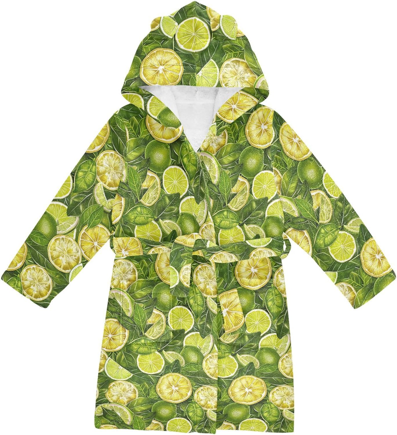 senya Tropical Lemon Toddler Hooded Bathrobe Kids Soft Plush Bath Towel Robes for Boys Girls 2-12 Years