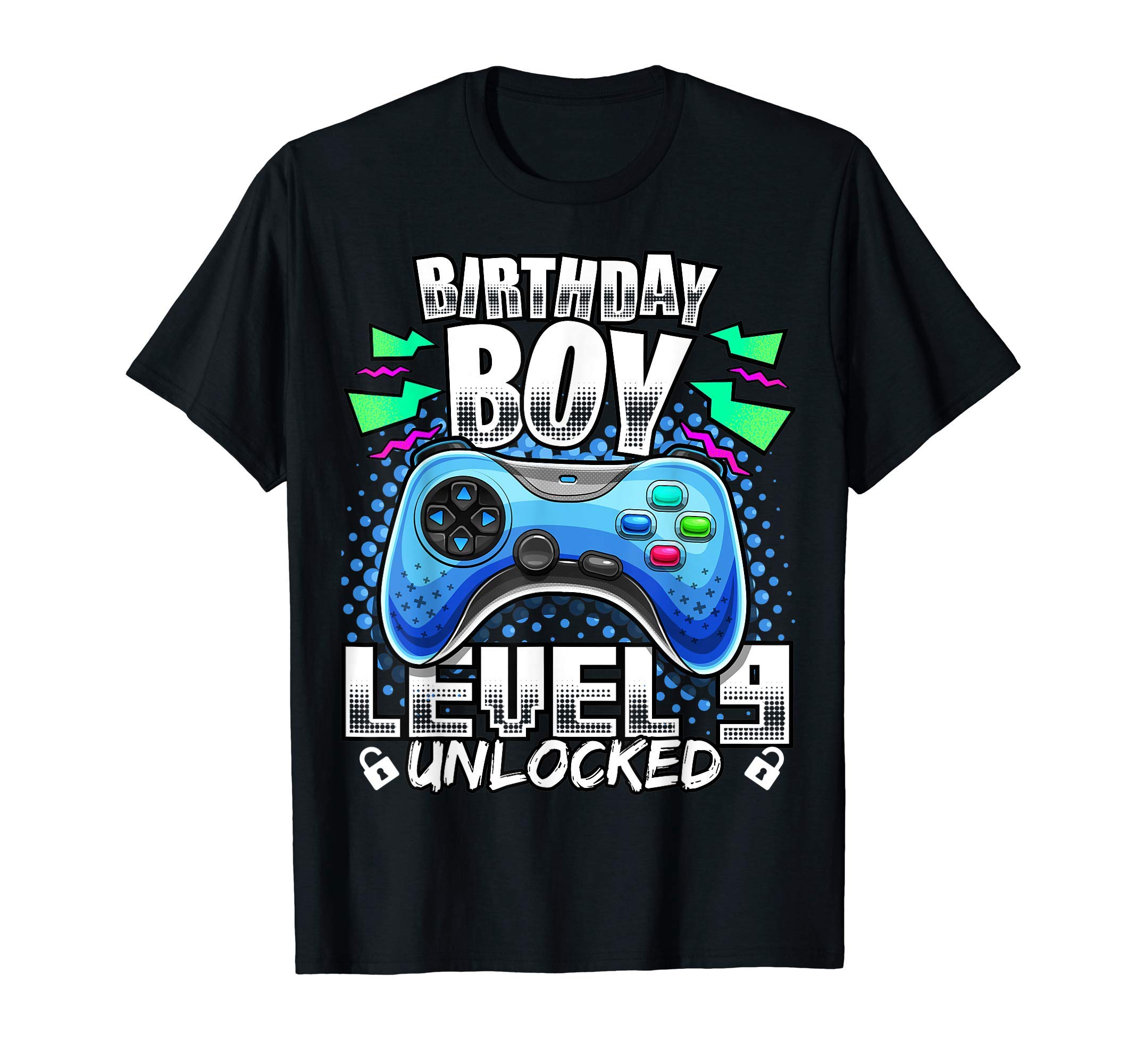 Birthday Gamer ShirtsLevel 9 Unlocked Video Game 9th Birthday Gamer Gift Boys T-ShirtOEKO-TEX STANDARD 100