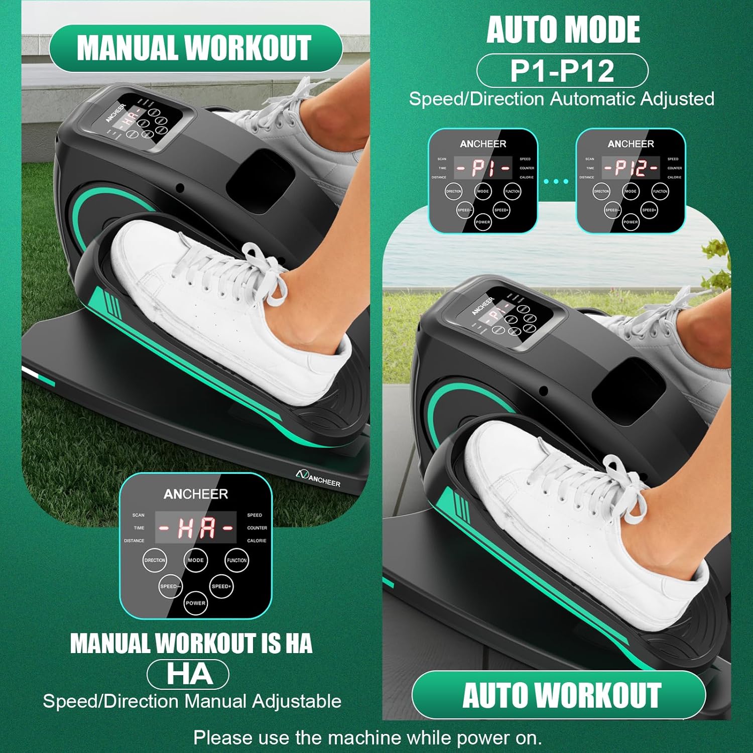 Ancheer Under Desk Elliptical,Ellipse Leg Exerciser for Seniors Fully Assembled, Electric Seated Pedal Elliptical Exerciser with Remote &12 Resistance Adjustable Speed