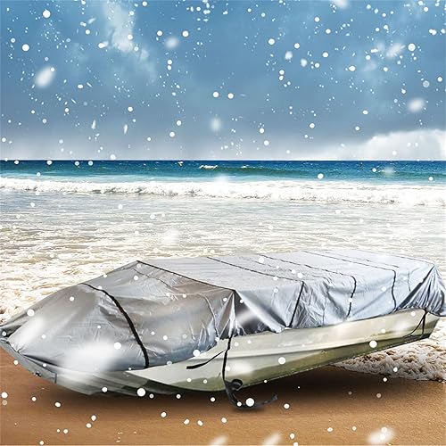 Miniatura 4 de munirater Cubierta de barco de 12 pies, impermeable, resistente al agua, de repuesto remolque, para Jon Boat gris